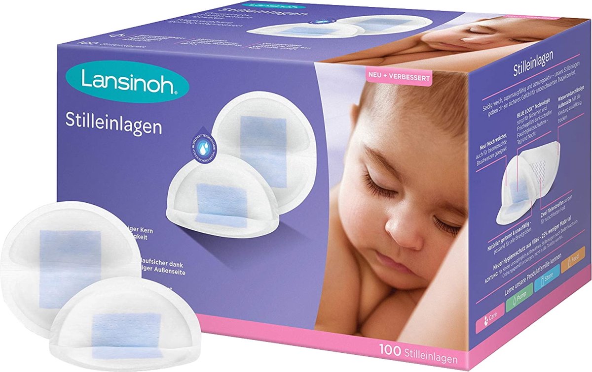 Lansinoh 100 pièces Bluelock Compresses mammaires jetables 44286