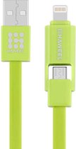 HAWEEL 2 in 1 Micro USB & 8 Pin naar USB Data Sync & laad Kabel voor iPhone 6s & 6s Plus / iPhone 6 & 6 Plus / 5 & 5S, Samsung Galaxy S6 / S5, Lengte: 1m(groen)