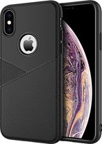 Ultradunne Shockproof Soft TPU + lederen case voor iPhone XR (zwart)