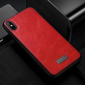 SULADA Schokbestendig TPU + handgemaakte lederen tas voor iPhone XS Max (rood)