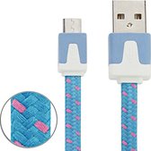 2m Micro USB naar USB data / oplaadkabel in geweven stijl, voor Samsung / Huawei / Xiaomi / Meizu / LG / HTC en andere smartphones (blauw)