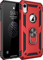 Sergeant Armor Shockproof TPU + PC beschermhoes voor iPhone XR, met 360 graden rotatiehouder (rood)