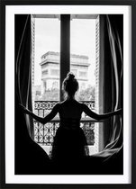 Girl in Paris Poster (21x29,7cm) - Wallified - Tekst - Zwart Wit - Poster - Wall-Art - Woondecoratie - Kunst - Posters