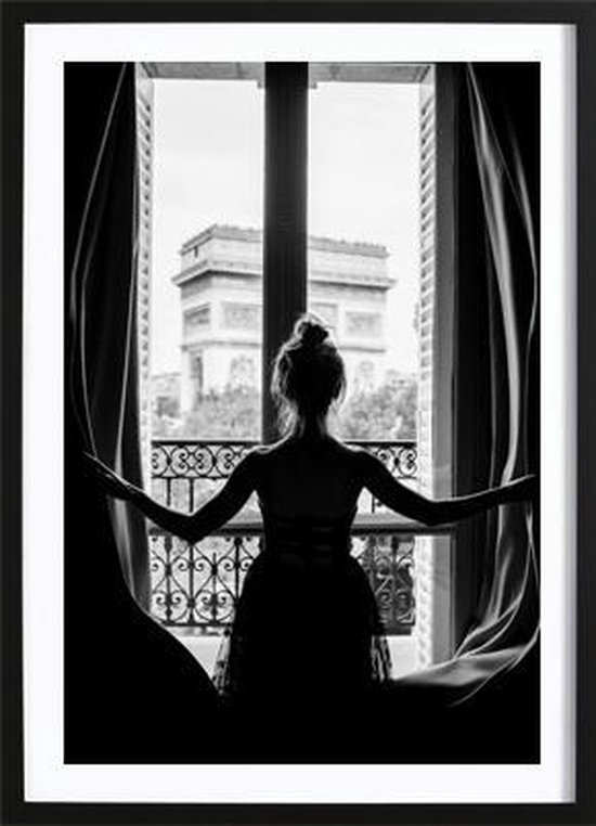 Girl in Paris Poster (21x29,7cm) - Wallified - Tekst - Zwart Wit - Poster -  Wall-Art -... | bol.com