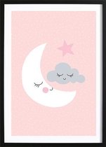 Night Night Moon (29,7x42cm) - Wallified - Kinderen - Poster - Print - Kinderkamer - Baby - New Born - Peuter - Kleuter - Wall-Art - Woondecoratie - Kunst - Posters