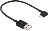 Elbow Haakse Lightning kabel - USB 2.0 naar Lightning - 20cm -Zwart