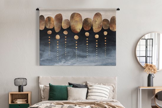 Tapisserie - Tissu mural - Or - Abstrait - Luxe - 180x135 cm - Tapisserie