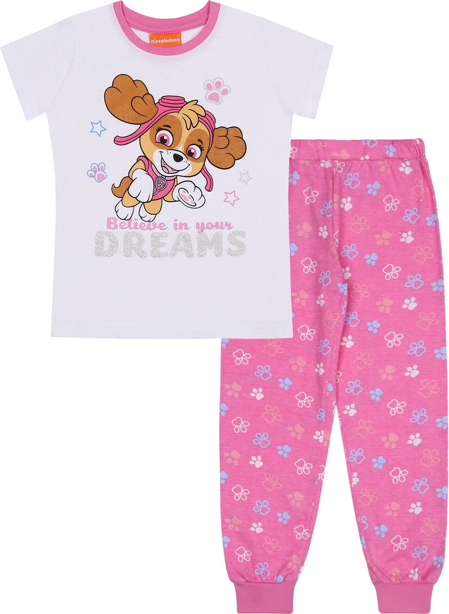 PAW Patrol SKYE - Meisjespyjama met korte mouwen, katoenen pyjama / 122-128 Roze