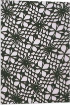 Vlag - Zwart Patroon van Vakken en Bloemen op Wit - 50x75 cm Foto op Polyester Vlag