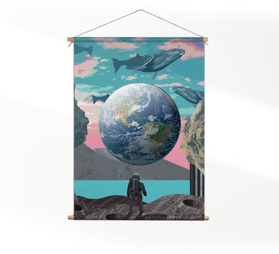 Textielposter Abstracte Aarde CM) - Wandkleed - Wanddoek - Wanddecoratie