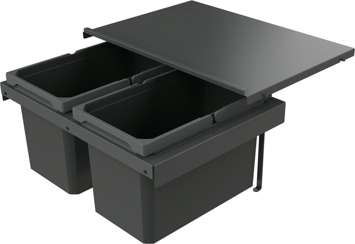 Kitchenluxx 280 S/600-2 - inbouw prullenbak voor montage in keukenlade / korflade - keukenlade van 60 cm breed - Inhoud: 32 liter (2x 16 liter)