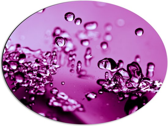 Dibond Ovaal - Roze Druppels in Roze Omgeving - 56x42 cm Foto op Ovaal (Met Ophangsysteem)