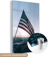 MuchoWow® Glasschilderij 40x60 cm - Schilderij acrylglas - Los Angeles - Vlag - Amerika - Foto op glas - Schilderijen
