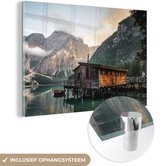 MuchoWow® Glasschilderij 90x60 cm - Schilderij acrylglas - Italië - Water - Steiger - Foto op glas - Schilderijen