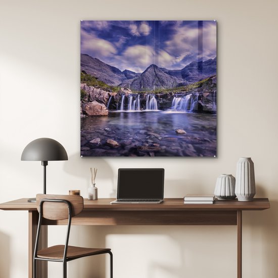 Art sur Verre - Royaume-Uni - Cascade - Lac - 90x90 cm - Peintures sur Verre Peintures - Photo sur Glas