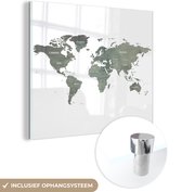 MuchoWow® Glasschilderij 90x90 cm - Schilderij acrylglas - Wereldkaart - Waterverf - Wereld - Foto op glas - Schilderijen
