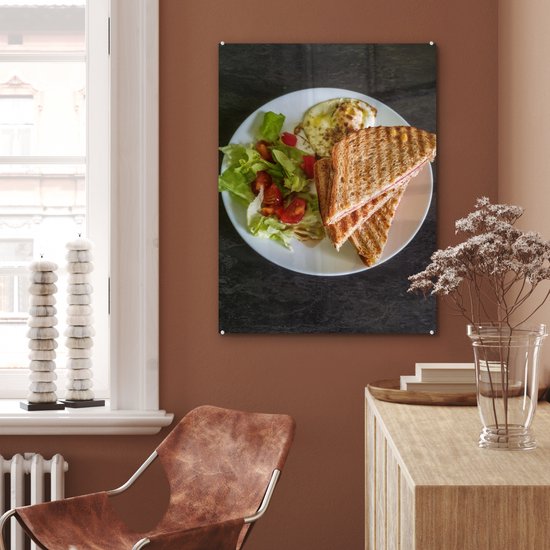 MuchoWow® Tableau sur Verre - Plats - Sandwich - Légumes - 60x80 cm - Peintures sur Verre Acrylique - Photo sur Glas