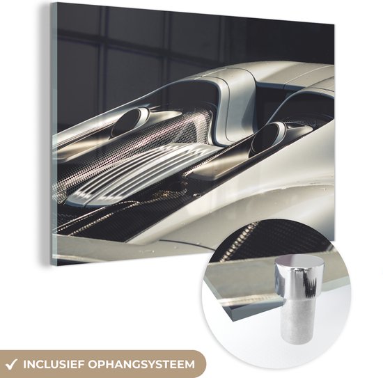 MuchoWow® Glasschilderij - Auto - Auto - Uitlaat - 180x120 cm - Acrylglas Schilderijen - Foto op Glas