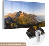MuchoWow® Glasschilderij 160x80 cm - Schilderij acrylglas - Kaapstad - Zuid afrika - Berg - Foto op glas - Schilderijen