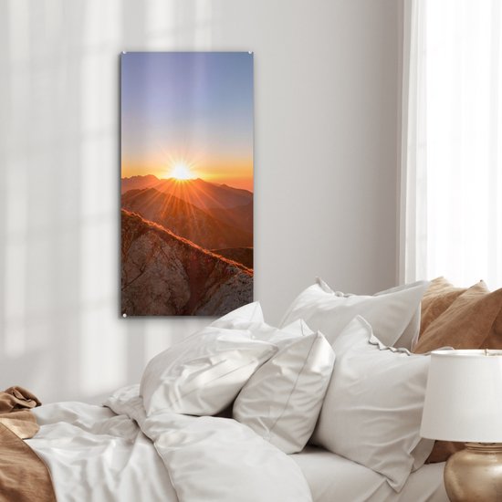 MuchoWow® Peinture sur verre - Berg - Paysage - Soleil - 40x80 cm - Peintures sur verre acrylique - Photo sur Glas