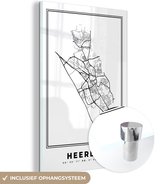 MuchoWow® Glasschilderij 100x150 cm - Schilderij acrylglas - Kaart – Plattegrond – Stadskaart – Heerlen – Nederland – Zwart Wit - Foto op glas - Schilderijen