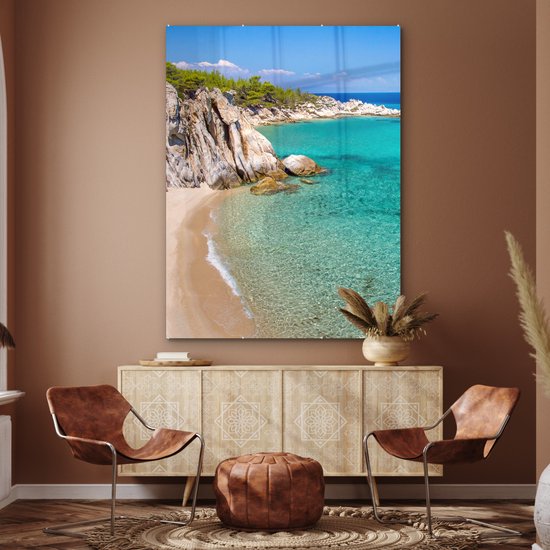 MuchoWow® Peinture sur verre 120x160 cm - Peinture sur verre acrylique - Mer - Plage - Été - Photo sur verre - Peintures