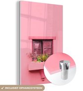 MuchoWow® Peinture sur verre - Fenêtre - Plantes - Rose - Jardinière - 60x90 cm - Peintures sur verre acrylique - Photo sur Glas