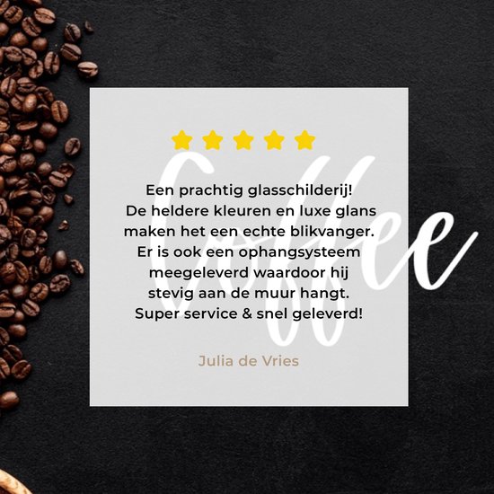 MuchoWow® Peinture sur verre 160x120 cm - Peinture sur verre acrylique - Citations - Dictons - L'heure du Coffee - Café - Photo sur verre - Peintures