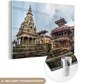 MuchoWow® Glasschilderij 30x20 cm - Schilderij acrylglas - Bhaktapur Durbar plein Nepal - Foto op glas - Schilderijen