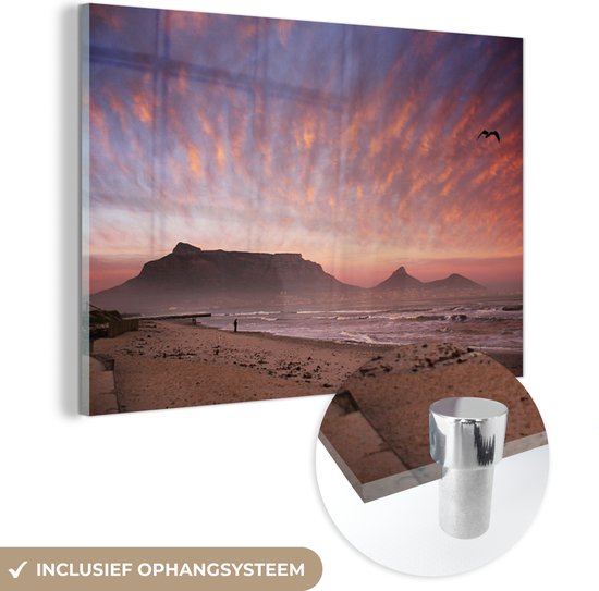 Fleurs jaunes pour Table Mountain en Afrique Plexiglas 180x120 cm - Tirage photo sur Glas (décoration murale plexiglas) XXL / Groot format!