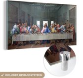 MuchoWow® Glasschilderij 160x80 cm - Schilderij acrylglas - Het laatste avondmaal - Leonardo da Vinci - Foto op glas - Schilderijen