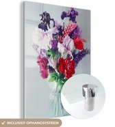 MuchoWow® Glasschilderij 120x160 cm - Schilderij acrylglas - Bloemen - Kleuren - Vaas - Foto op glas - Schilderijen