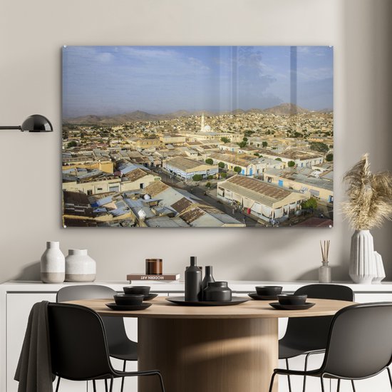 MuchoWow® Peinture sur Verre - Vue A Vol d'Oiseau de Keren - 90x60 cm - Peintures sur Verre Peintures - Photo sur Glas