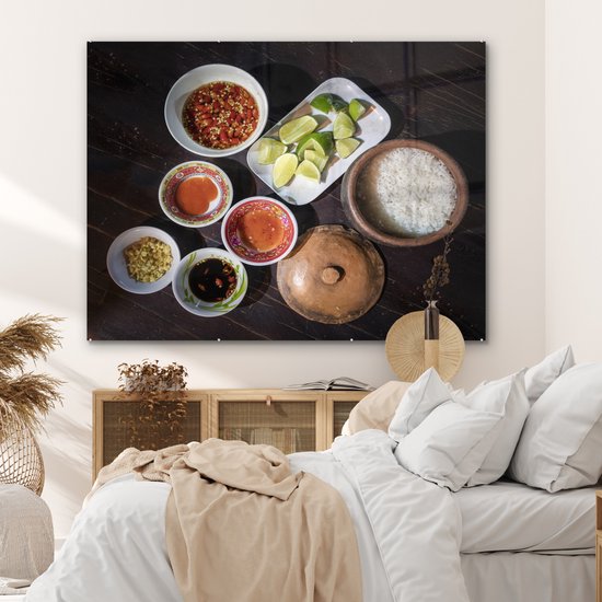 MuchoWow® Peinture sur verre 160x120 cm - Peinture sur verre acrylique - Riz vietnamien - Photo sur verre - Peintures