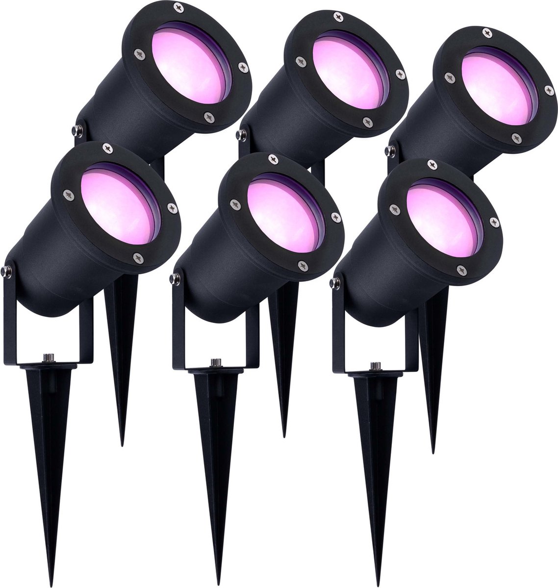 LEDVION 6X SMART Wifi LED Prikspots - IP65 - 4.9W - 1M Zwart