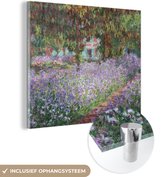 MuchoWow® Glasschilderij 90x90 cm - Schilderij acrylglas - Irissen in Monets tuin - Claude Monet - Foto op glas - Schilderijen