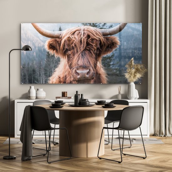 Peinture sur Verre - Highlander écossais - Animaux - Forêt - 160x80 cm - Peintures sur Verre Peintures - Photo sur Glas