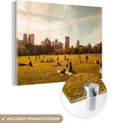 MuchoWow® Glasschilderij 40x30 cm - Schilderij acrylglas - New York - Central Park - Skyline - Foto op glas - Schilderijen