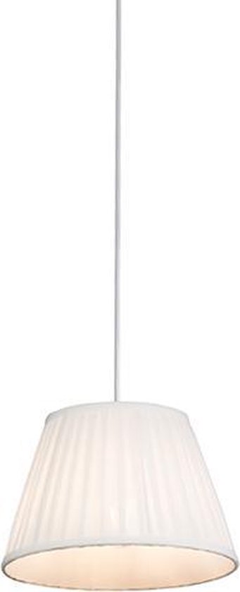QAZQA Plisse - Retro Hanglamp - 1 lichts - Ø 250 mm - Crème - Woonkamer | Slaapkamer | Keuken