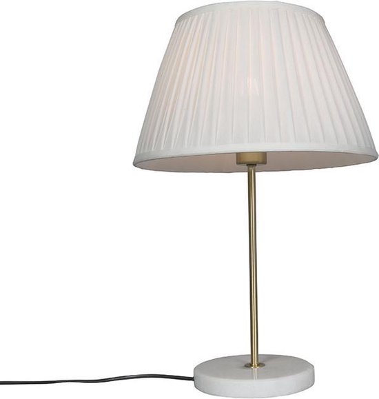 QAZQA kaso - Retro Tafellamp met kap - 1 lichts - H 520 mm - Crème - Woonkamer | Slaapkamer | Keuken