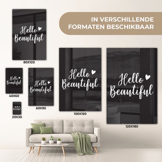 MuchoWow® Peinture sur verre 100x150 cm - Peinture sur verre acrylique - Dictons - Bonjour belle - Citations - Photo sur verre - Peintures