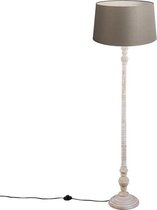 QAZQA Classico - Klassieke Vloerlamp | Staande Lamp met kap - 1 lichts - H 1550 mm - Grijs - Woonkamer | Slaapkamer | Keuken