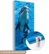 MuchoWow® Glasschilderij 60x120 cm - Schilderij acrylglas - Twee orkas onder water - Foto op glas - Schilderijen