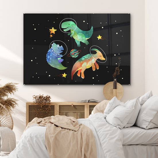Peinture sur Verre - Étoiles - Dinosaurus - Enfants - 180x120 cm - Peintures sur Verre Peintures - Photo sur Glas