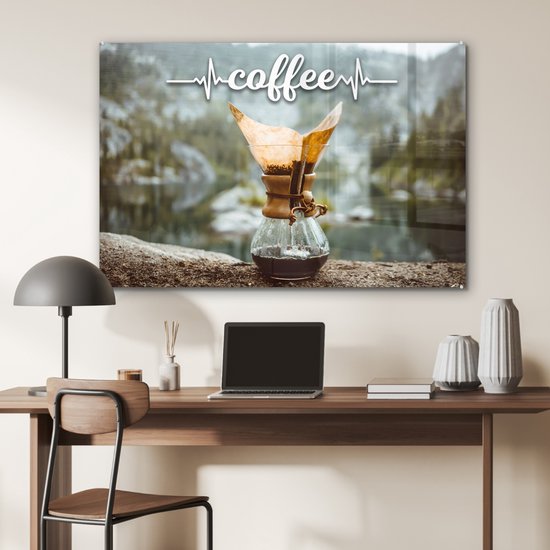Peinture sur verre - Café citation ' Coffee' fond avec café traditionnel - 90x60 cm - Peintures sur Verre Peintures - Photo sur Glas
