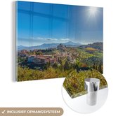 MuchoWow® Glasschilderij 150x100 cm - Schilderij acrylglas - Toscane - Italië - Zon - Foto op glas - Schilderijen