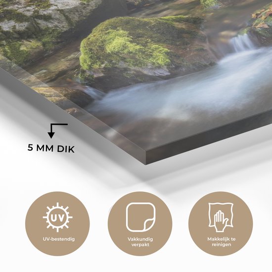 ® Glasschilderij 150x100 cm - Schilderij acrylglas - Bemoste rotsen in het Sloveense Nationaal park Triglav - Foto op glas - Muurdecoratie woonkamer - Wanddecoratie slaapkamer - Schilderijen