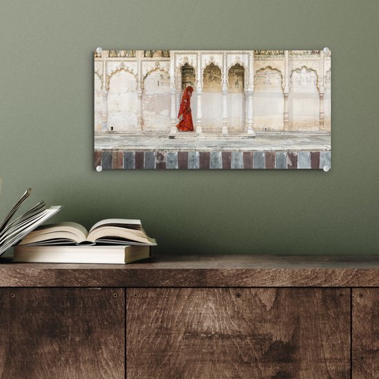 MuchoWow® Peinture sur verre 40x20 cm - Peinture sur verre acrylique - Monastères en Inde - Photo sur verre - Peintures