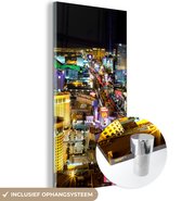 MuchoWow® Glasschilderij 40x80 cm - Schilderij glas - Skyline - Las Vegas - Nacht - Foto op acrylglas - Schilderijen