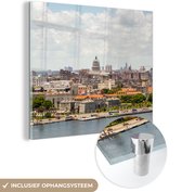 MuchoWow® Peinture sur verre 90x90 cm - Peinture sur verre - La Havane vue du Parque del Cristo de la Habana à Cuba - Photo sur verre acrylique - Peintures
